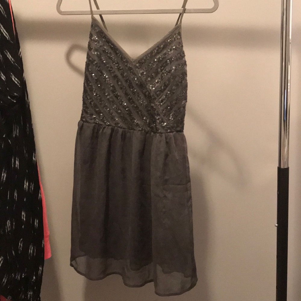 Grey sequin mini dress